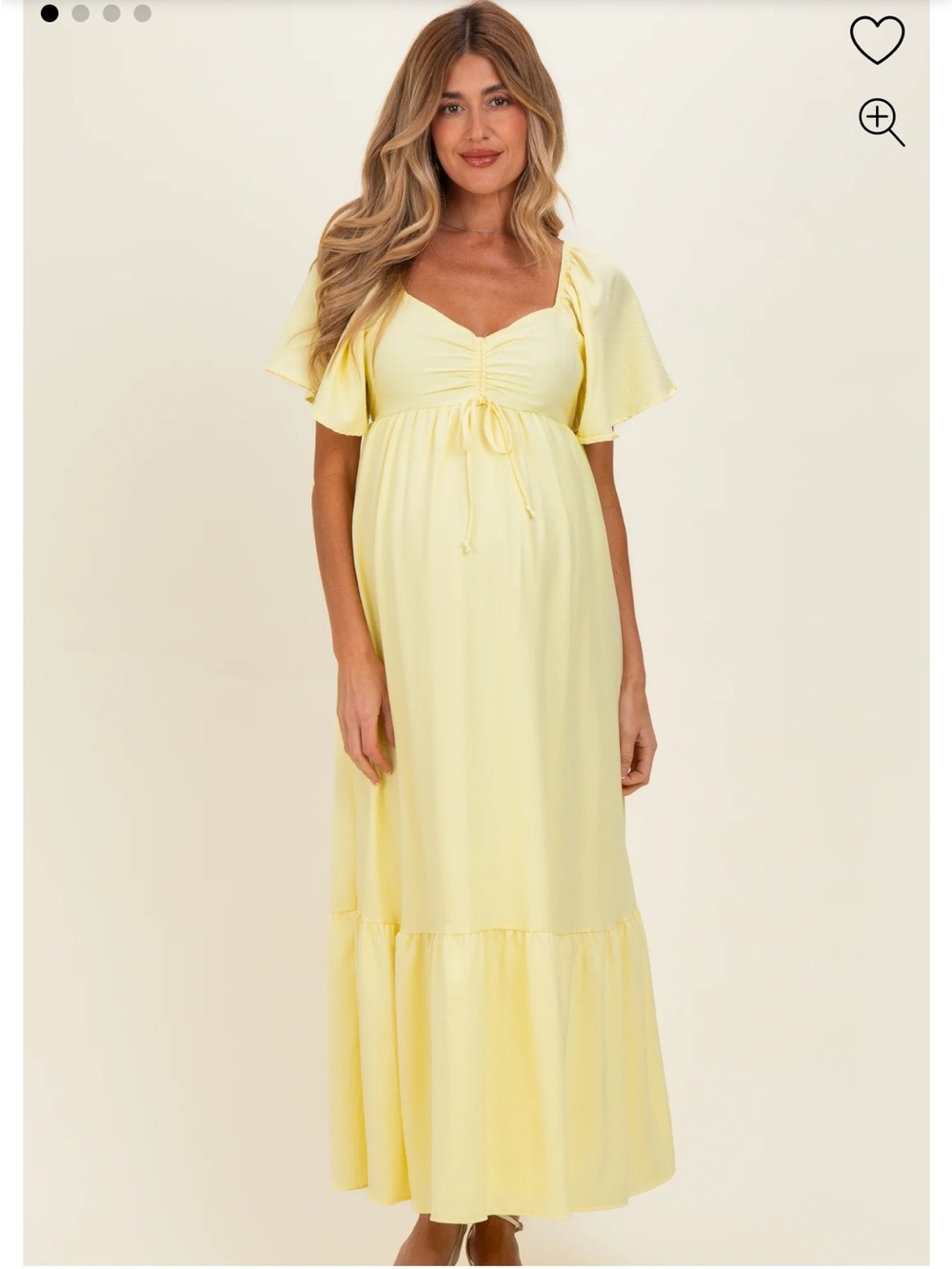 PINK BLUSH Yellow Flutter Sleeve Ruffle Hem Maternity Maxi Dress